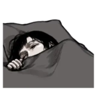 😴 014762b7 dormilón, cama, cansado, persona, acostado, estilo anime whatsapp sticker