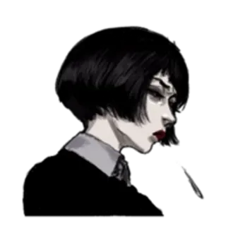 💦 58c08696 mujer, retrato, labios rojos, moda, ilustración, monocromo whatsapp sticker