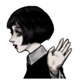 👋 d69409a4 mujer, dibujos animados, dibujo, escala de grises, mano, personaje, animación whatsapp sticker