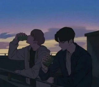 🖤 20da8f07 people, drinking, cartoon, sky, sunset, silhouette telegram sticker