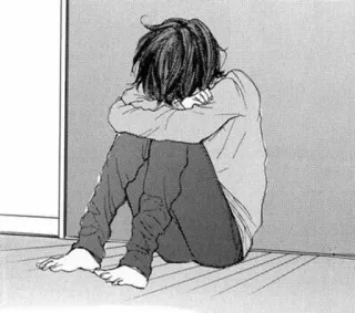 🖤 b4dbe6b3 anime, sad, manga, depressed, lonely, crying telegram sticker