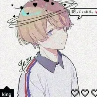 🌟 30db6998 愛しています。 anime, manga, kartun, anak laki-laki, hati whatsapp sticker