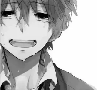 🌟 4f3c9a3f anime, anak laki-laki, menangis, sedih, monokrom whatsapp sticker