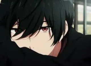 🥀 8dbee5c8 애니메이션, 소년, 검은 머리, 빨간 눈 telegram sticker