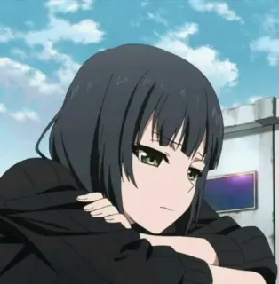 ⚜ a0a0ad3a anime, gadis, rambut hitam, sedih, karakter telegram sticker