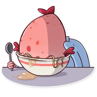 🍲 1311cbe7 음식, 국수, 계란, 그릇, 만화, 먹기, 숟가락, 귀여운, 저녁 telegram sticker