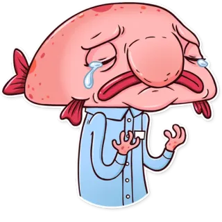 😢 fc139823 블롭피쉬, 슬픈, 우는, 화난, 물고기, 만화 telegram sticker