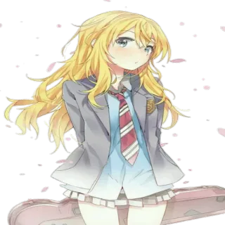 😍 15bb06b3 chica anime, pelo rubio, uniforme escolar, linda, ilustración, manga, kawaii telegram sticker