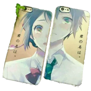 😫 b32fa855 君の名は anime, funda móvil, pareja, a juego, triste, retrato telegram sticker