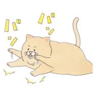 😖 1153e1c7 バツ gato, animal, dibujo animado, ilustración, personaje, japonés, onomatopeya telegram sticker