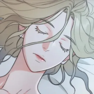 😩 9643f9cd mujer, durmiendo, ojos cerrados, pelo rubio whatsapp sticker