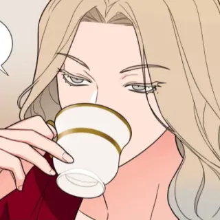 😩 da381df9 pelo rubio, bebiendo, taza de té, retrato whatsapp sticker