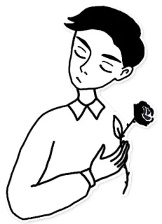 😙 bdc6a0d4 ステッカー, 男性, バラ, ミニマリスト, 白黒, イラスト telegram sticker