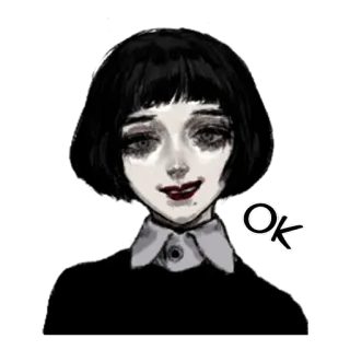 👌 43954f56 OK Porträt, Frau, Cartoon, Schwarzweiß whatsapp sticker