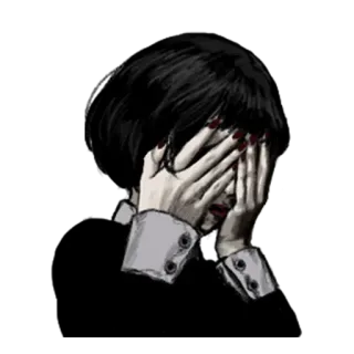 🙈 7bacee12 traurig, verärgert, weinend, Frau, Emo, Depression whatsapp sticker