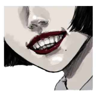 🙂 bb73cdc7 Illustration, Frau, Porträt, Mund, Zähne, Kunst whatsapp sticker