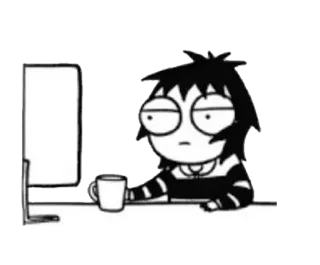 😒 0ac7bfdc 卡通, 电脑, 咖啡, 办公室, 无聊, 女性 telegram sticker