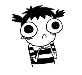 ☹ 7eaf257f 卡通, 女孩, 悲伤, 条纹衬衫, 大眼睛, 插图 telegram sticker