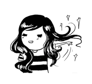 👩 b484437a 卡通, 女孩, 头发, 星星, 可爱, 插画 telegram sticker