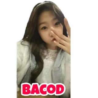 🗣 6160353f BACOD chica, signo de la paz, asiática, selfie whatsapp sticker