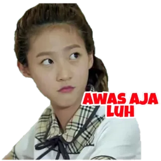 😏 feec078e AWAS AJA LUH mujer, expresión, indonesio, meme whatsapp sticker