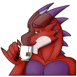 ☕ 7d5e5f8b 龙, 兽人, 茶, 可爱, 放松, 兽迷 telegram sticker