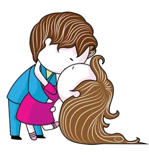 ❤ ab028f3e 爱, 亲吻, 情侣, 浪漫, 卡通, 爱意 telegram sticker