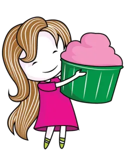 ❤ ee5027c5 女孩, 纸杯蛋糕, 粉色, 食物, 甜, 卡通 telegram sticker