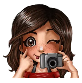 😋 79eb8d1d ผู้หญิง, การ์ตูน, กล้อง, เซลฟี่, ขยิบตา, การถ่ายภาพ telegram sticker