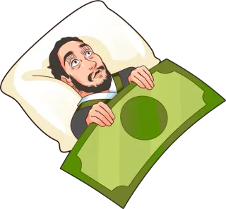 😨 6e51bff4 Geld, Schlaf, Bett, Cartoon telegram sticker