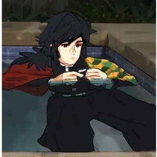 🌊 1455f923 Giyu Tomioka Demon Slayer อนิเมะ, ดาบพิฆาตอสูร, กิยู โทมิโอกะ, ตัวละคร, สระว่ายน้ำ, ผ่อนคลาย telegram sticker