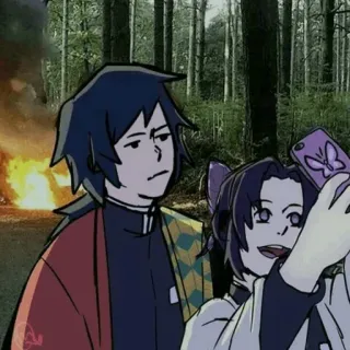 🌊 253032c8 Giyu Tomioka Demon Slayer อนิเมะ, กิยู โทมิโอกะ, ชิโนบุ โคโจ, ดาบพิฆาตอสูร telegram sticker