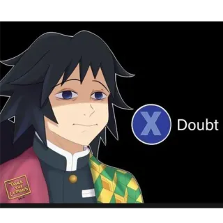 🌊 454c4b08 Giyu Tomioka Demon Slayer Doubt อนิเมะ, สงสัย, กิยู โทมิโอกะ, ดาบพิฆาตอสูร, ตลก, มีม telegram sticker