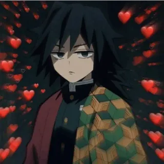 🌊 527df989 Giyu Tomioka Demon Slayer อนิเมะ, ดาบพิฆาตอสูร, กิยู โทมิโอกะ, หัวใจ telegram sticker