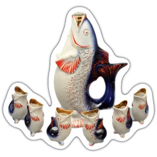 🐡 a12849bf 鱼, 陶瓷, 水罐, 杯子, 艺术, 餐具, 装饰 telegram sticker