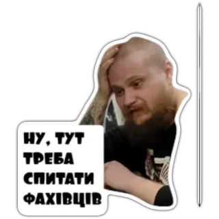 🧐 b4704569 НУ, ТУТ ТРЕБА СПИТАТИ ФАХІВЦІВ 表情包, 乌克兰, 悲伤, 思考, 专家 telegram sticker