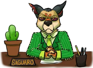 👔 d407d1dd SAGUARO 擬人化, 動物, オフィス, サボテン, 机, サワロ telegram sticker