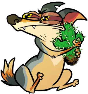 😏 db4dd6e5 コヨーテ, サボテン, 砂漠, 漫画, 動物, キマってる, 雑草, マリファナ telegram sticker