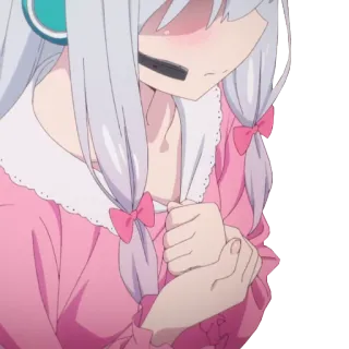 👩 4c56c397 Anime, Ragazza, Cuffie, Rosa, Fiocchi, Personaggio, Carino telegram sticker