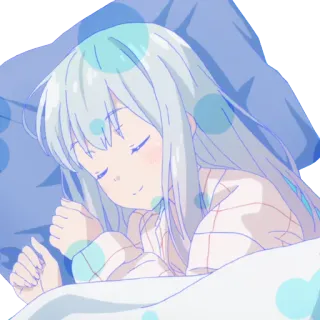 👩 de9eb48f anime, dormire, carina, ragazza, assonnata, letto telegram sticker