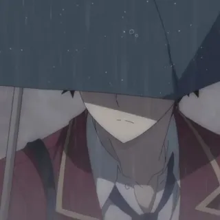 🎲 04002bac anime, rain, umbrella, red uniform, character, rainy day telegram sticker