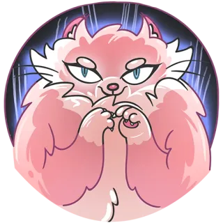 😈 b1c4ea37 pink cat, plotting, cat, animal, sticker, cartoon cat telegram sticker