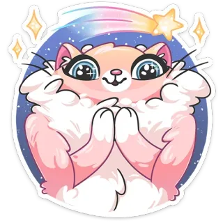 😮 38d0ff65 Katze, niedlich, kawaii, Glitzer, Sterne, Haustier telegram sticker