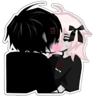 ❤ 33240829 amour, animé, baiser, couple, romantique, gothique telegram sticker