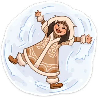 ☺️ f6dd9a46 雪天使, 冬天, 雪, 女孩, 可爱, 卡通 telegram sticker