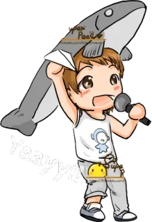 😜 73482798 yaayyy!!! Cartoon, Chibi, Feier, Freude, Süß, Papierflieger, Hai-Hut telegram sticker