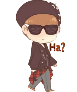 😑 94594bc8 Ha? Cartoon, Figur, Sonnenbrille, Bandana, Jacke telegram sticker
