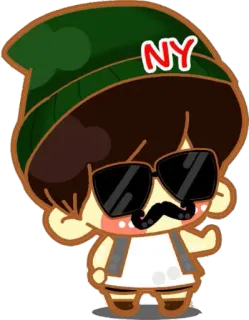 😏 ff46c299 NY Cartoon, Sticker, Figur, NY, New York, Hut, Sonnenbrille telegram sticker