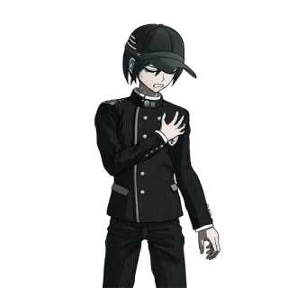 😱 3bebcd90 Shuichi Saihara Danganronpa V3: Killing Harmony Animé, Personnage, Triste, Garçon, Cheveux noirs, Chapeau telegram sticker