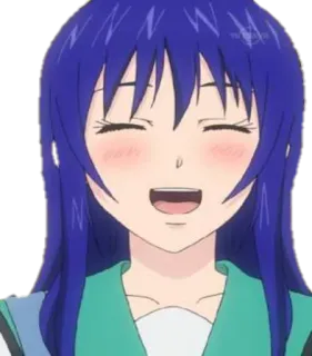 😊 7f24ad75 Anime, Dessin animé, Femme, Femme, Cheveux bleus, Sourire telegram sticker